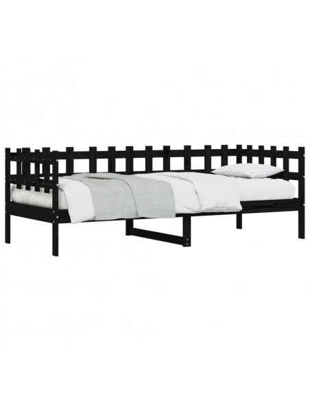 Dormeuse Nera 80x200 cm in Legno Massello di Pino