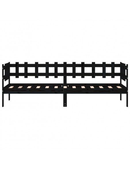 Dormeuse Nera 80x200 cm in Legno Massello di Pino