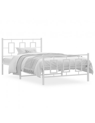 Giroletto con Testiera e Pediera Metallo Bianco 107x203 cm