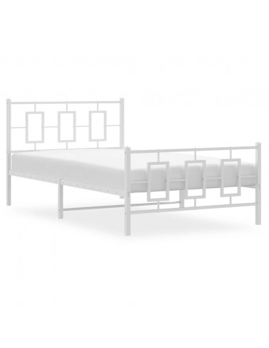 Giroletto con Testiera e Pediera Metallo Bianco 107x203 cm