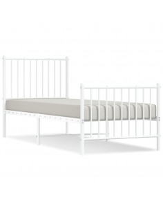 Giroletto con Testiera e Pediera Metallo Bianco 75x190 cm 2