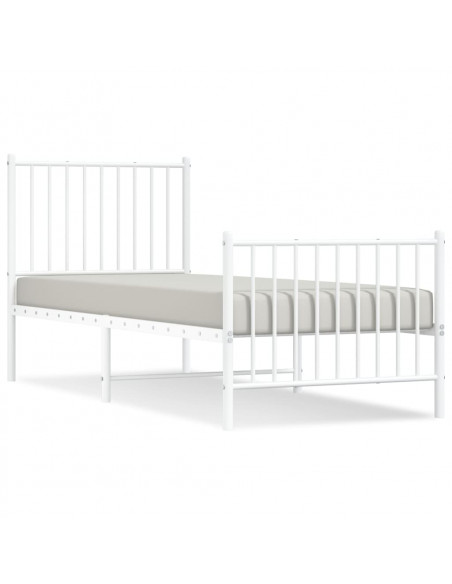 Giroletto con Testiera e Pediera Metallo Bianco 75x190 cm