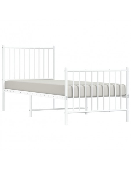 Giroletto con Testiera e Pediera Metallo Bianco 75x190 cm