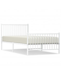 Giroletto con Testiera e Pediera Metallo Bianco 100x200 cm 2