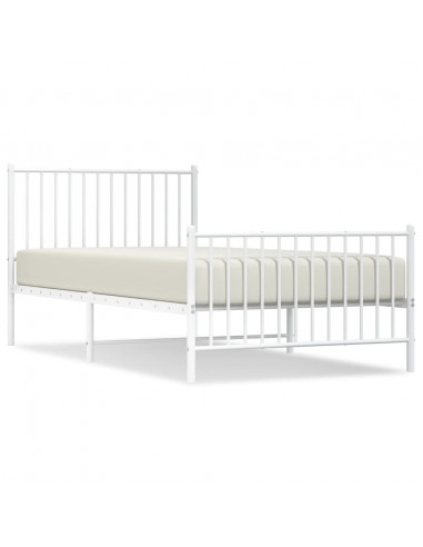 Giroletto con Testiera e Pediera Metallo Bianco 100x200 cm