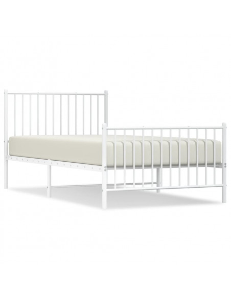 Giroletto con Testiera e Pediera Metallo Bianco 100x200 cm