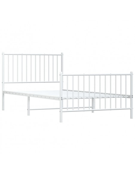 Giroletto con Testiera e Pediera Metallo Bianco 100x200 cm