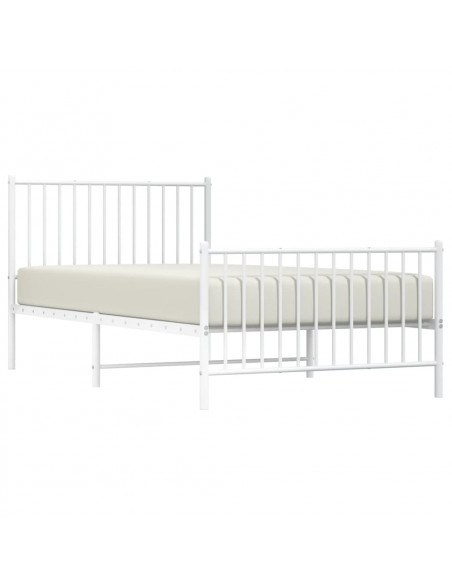 Giroletto con Testiera e Pediera Metallo Bianco 100x200 cm