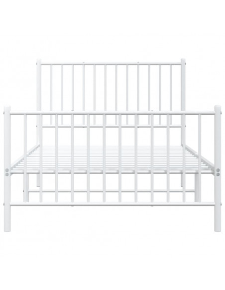 Giroletto con Testiera e Pediera Metallo Bianco 100x200 cm