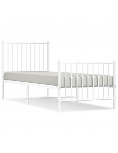 Giroletto con Testiera e Pediera Metallo Bianco 80x200 cm 2