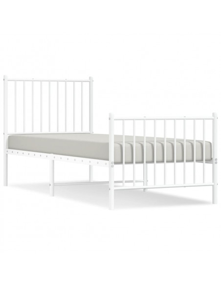 Giroletto con Testiera e Pediera Metallo Bianco 80x200 cm
