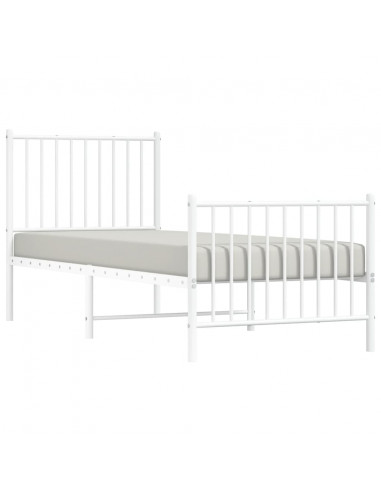 Giroletto con Testiera e Pediera Metallo Bianco 80x200 cm