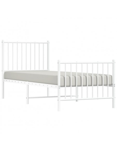 Giroletto con Testiera e Pediera Metallo Bianco 80x200 cm