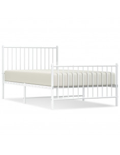 Giroletto con Testiera e Pediera Metallo Bianco 100x190 cm 2