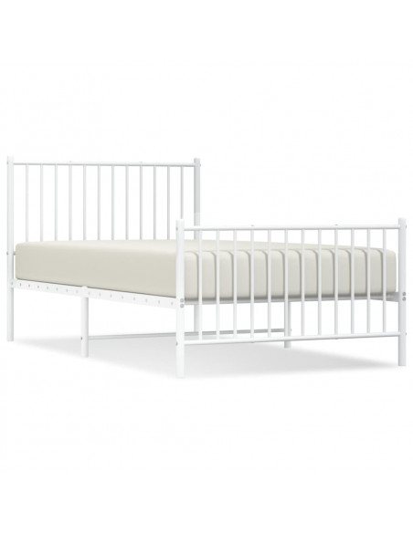 Giroletto con Testiera e Pediera Metallo Bianco 100x190 cm