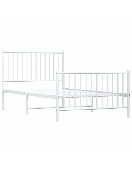 Giroletto con Testiera e Pediera Metallo Bianco 100x190 cm