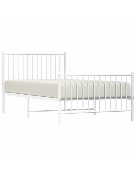 Giroletto con Testiera e Pediera Metallo Bianco 100x190 cm