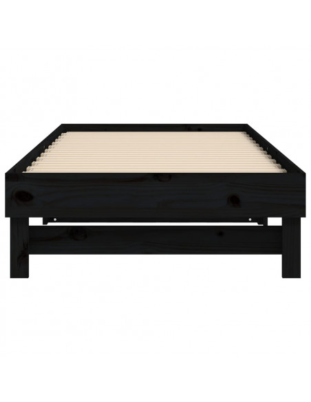 Dormeuse Estraibile Nera 2x(90x190) cm Legno Massello di Pino