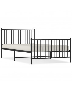 Giroletto con Testiera e Pediera Metallo Nero 107x203 cm 2