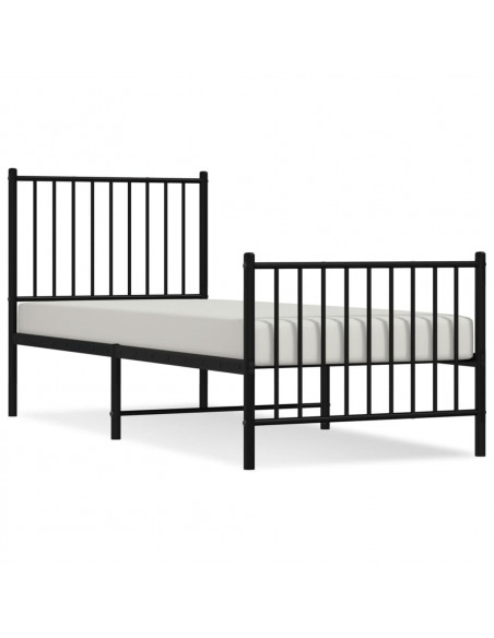 Giroletto con Testiera e Pediera Metallo Nero 75x190 cm