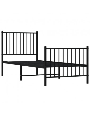 Giroletto con Testiera e Pediera Metallo Nero 75x190 cm