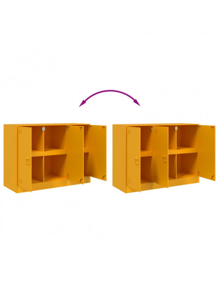 Credenza Giallo Senape 99x39x73 cm in Acciaio