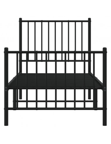 Giroletto con Testiera e Pediera Metallo Nero 75x190 cm