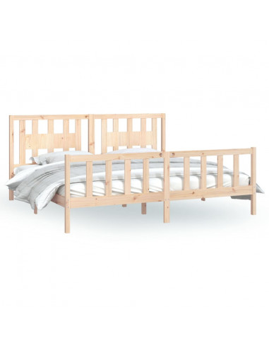 Giroletto con Testiera in Legno Massello di Pino 200x200 cm