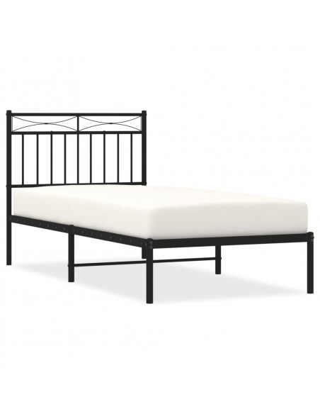 Giroletto con Testiera in Metallo Nero 90x190 cm