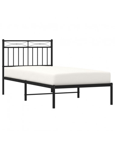 Giroletto con Testiera in Metallo Nero 90x190 cm