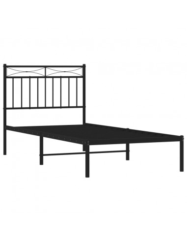 Giroletto con Testiera in Metallo Nero 90x190 cm