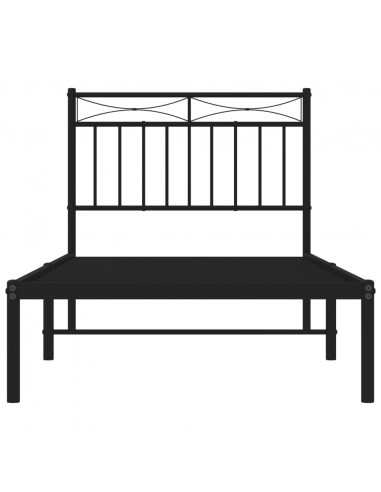 Giroletto con Testiera in Metallo Nero 90x190 cm