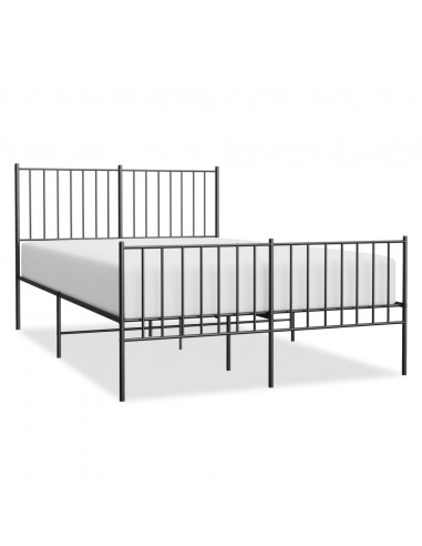 Giroletto con Testiera e Pediera Metallo Nero 120x200 cm