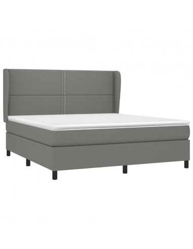 Giroletto a Molle con Materasso Grigio Scuro 180x200 cm Tessuto