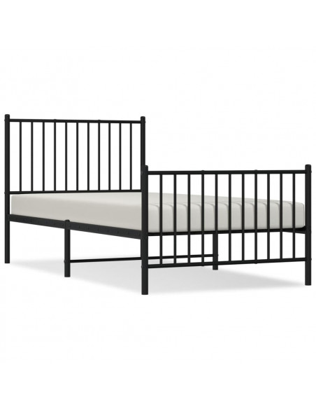 Giroletto con Testiera e Pediera Metallo Nero 90x190 cm