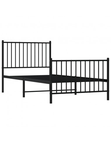 Giroletto con Testiera e Pediera Metallo Nero 90x190 cm