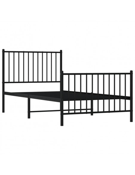 Giroletto con Testiera e Pediera Metallo Nero 90x190 cm