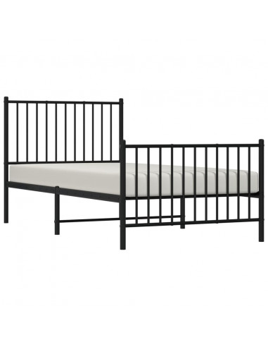Giroletto con Testiera e Pediera Metallo Nero 90x190 cm