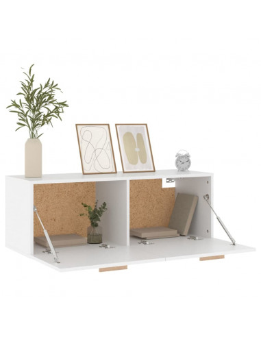 Mobile Pensile Bianco 100x36,5x35 cm Legno Multistrato