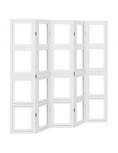 Divisorio Ambienti 5Pannelli Bianco Legno Massello di Paulownia