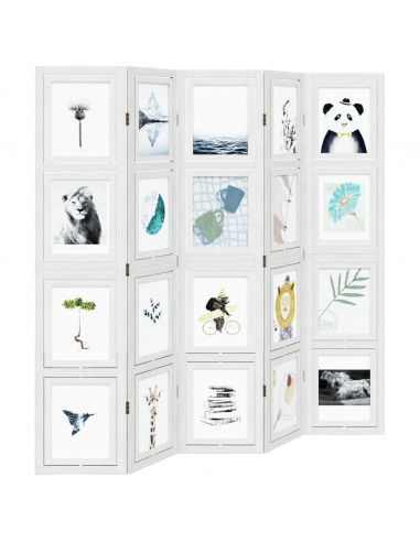 Divisorio Ambienti 5Pannelli Bianco Legno Massello di Paulownia