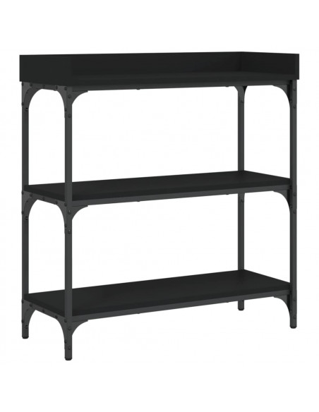 Tavolino Consolle con Ripiani Nero 75x30x80 cm