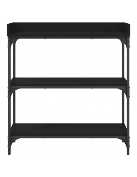 Tavolino Consolle con Ripiani Nero 75x30x80 cm