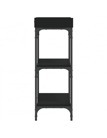 Tavolino Consolle con Ripiani Nero 75x30x80 cm