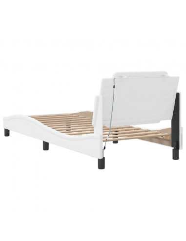 Giroletto con Luci LED Bianco 90x190 cm in Similpelle