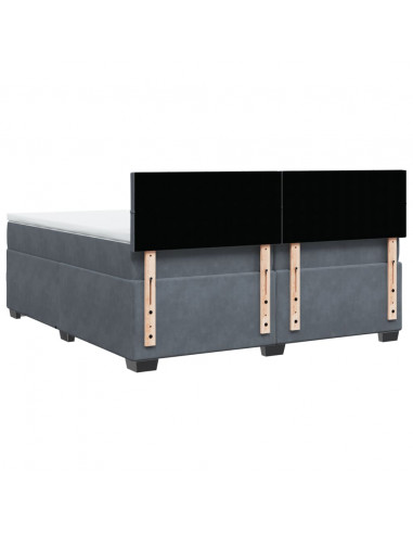 Giroletto a Molle con Materasso Grigio Scuro 200x200 cm Velluto