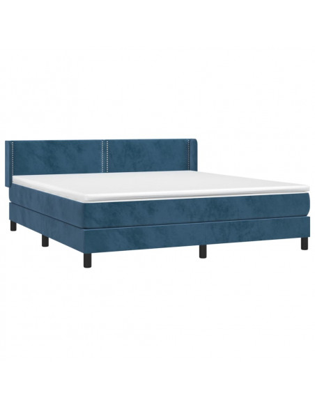 Giroletto a Molle con Materasso Blu Scuro 180x200 cm in Velluto
