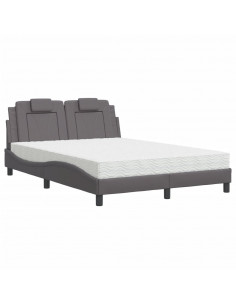 Letto con Materasso Grigio 120x200 cm in Similpelle 2