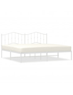 Giroletto con Testiera Metallo Bianco 200x200 cm 2