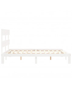 Giroletto con Testiera Bianco 160x200 cm Legno Massello 2